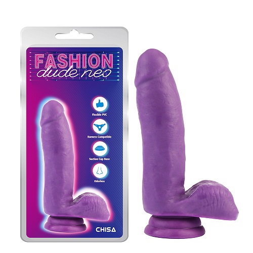 Dildo de pênis de dupla densidade roxo de 6,7 pol.