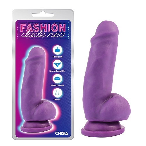 Dildo de pênis de dupla densidade roxo de 6,9 ​​pol.