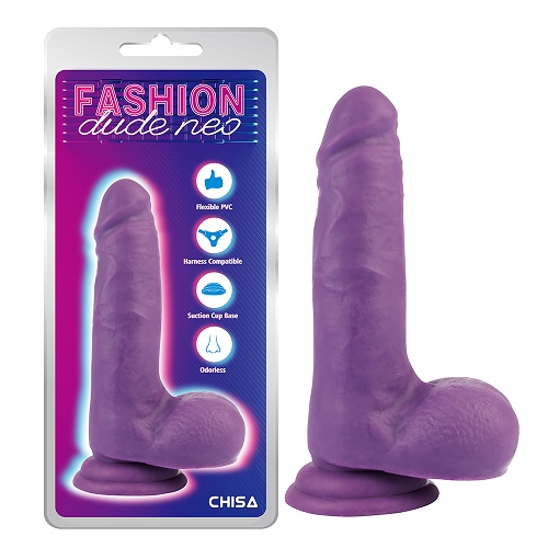 Dildo de pênis de dupla densidade de 7 pol. roxo